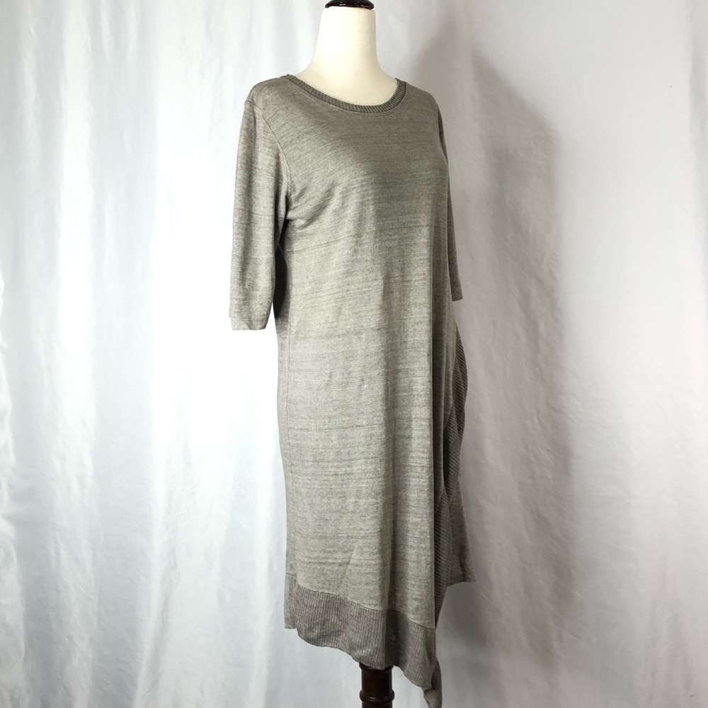 Poetry 100% linen dress with asymmetric overlay 4